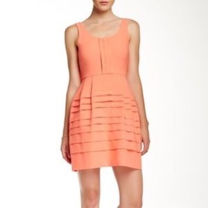 Jessica Simpson Pleated Sleeveless Dress Orange